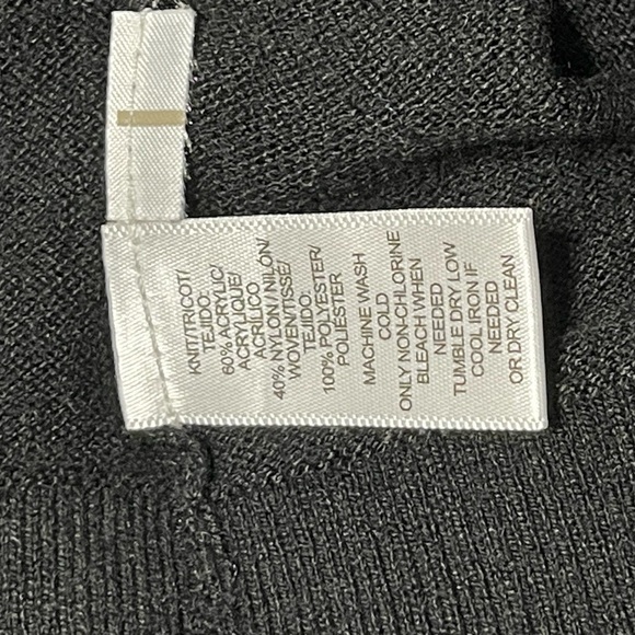 LOFT Black Sweater Sheer Floral Sleeves Black, Lavender, Gray, White Size Medium - Picture 4 of 4